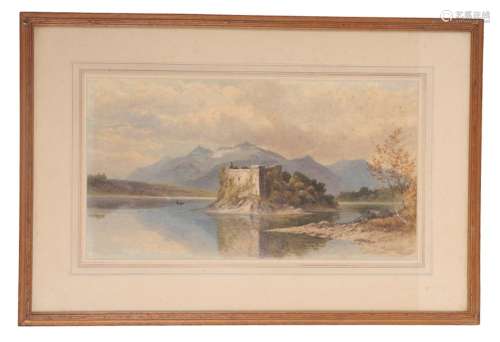 JAMES MACCULLOCH RSW (1850-1915), LOCH VIEW WITH RUINED CAST...