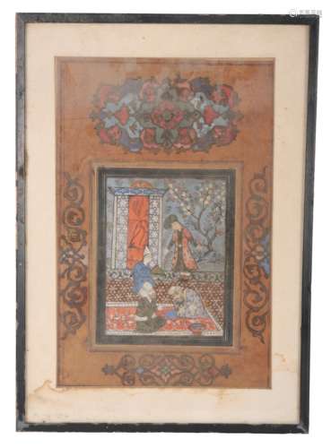 A 19TH CENTURY PERSIAN ILLUMINATED BOOK LEAF