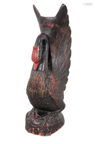 AN EAST ASIAN PAINTED SWAN FORM STAND