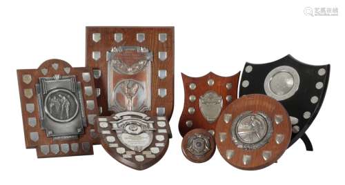 A COLLECTION OF SPORTING TROPHY SHIELDS