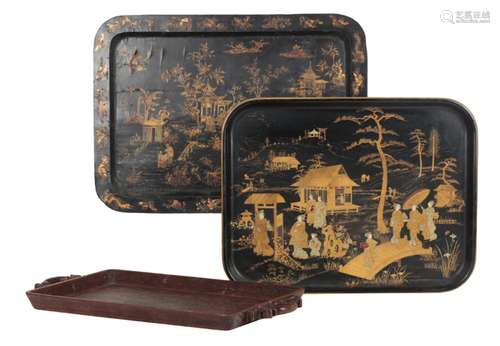 A GROUP OF THREE CHINESE SERVING TRAYS