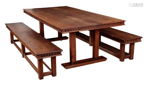 AN OAK REFECTORY TABLE