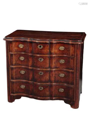 AN EARLY 18TH CENTURY CONTINENTAL WALNUT AND OAK SERPENTINE ...