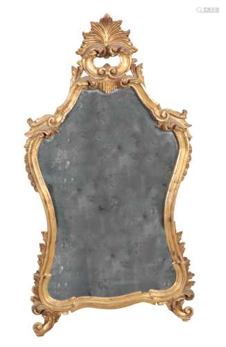 A GEORGE II STYLE GILTWOOD MIRROR