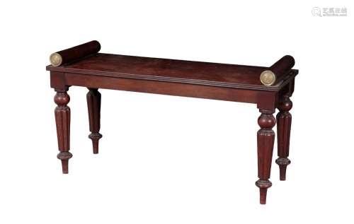 A MAHOGANY AND BRASS MOUNTED HALL OR WINDOW SEAT