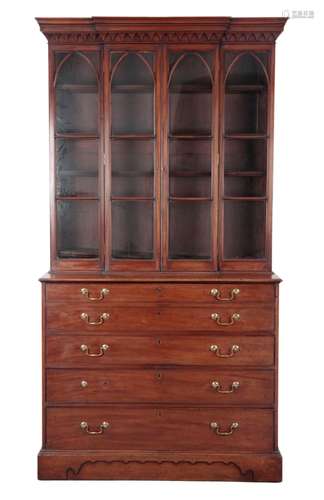 A GEORGE III MAHOGANY SECRETAIRE BOOKCASE