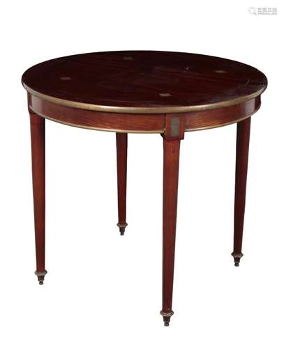 A REGENCY STYLE MAHOGANY AND BRASS MOUNTED OCCASIONAL TABLE