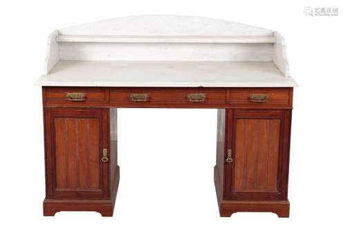 A LATE VICTORIAN MAHOGANY PEDESTAL WASH STAND, STAMPED JENKS...