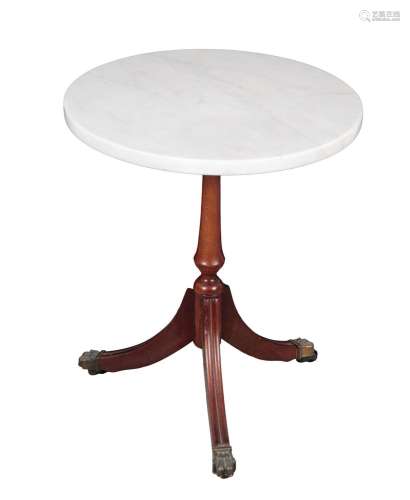 A REGENCY STYLE MARBLE-TOPPED TRIPOD TABLE