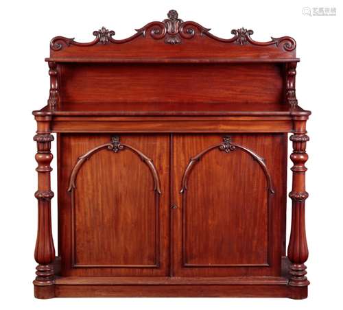 A VICTORIAN FIGURED MAHOGANY CHIFFONIER