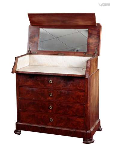 A 19TH CENTURY FIGURED MAHOGANY ENCLOSED WASHSTAND