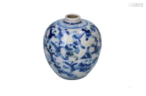 A blue and white porcelain ginger jar