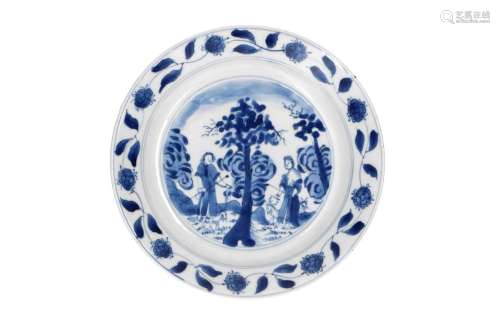 A blue and white porcelain saucer