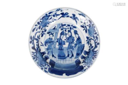 A blue and white porcelain deep saucer