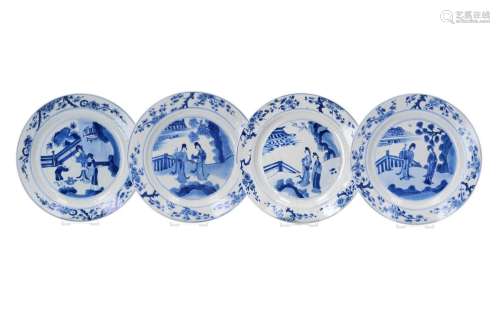 A set of three blue and white porcelain dishes