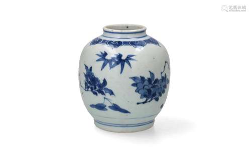 A blue and white porcelain jar