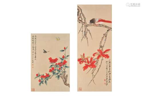 A set of two scroll paintings