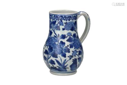 A blue and white porcelain jug
