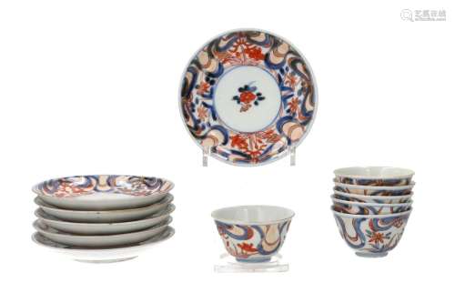 A set of six Imari porcelain cups with saucers
