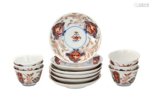 A set of six Imari porcelain cups with saucers