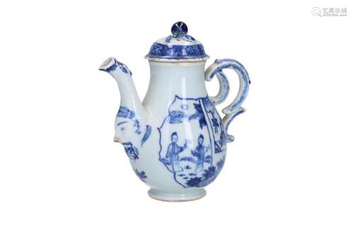 A blue and white porcelain teapot