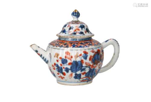 An Imari porcelain teapot with lobed belly and cover