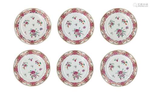 A set of six famille rose porcelain dishes