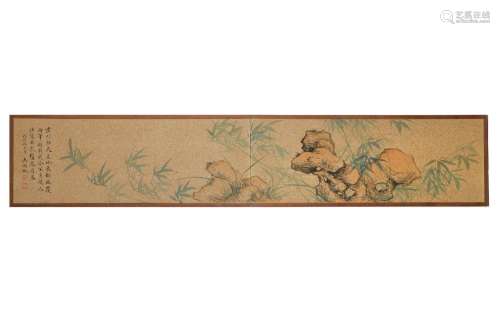 A scroll painting depicting bamboo