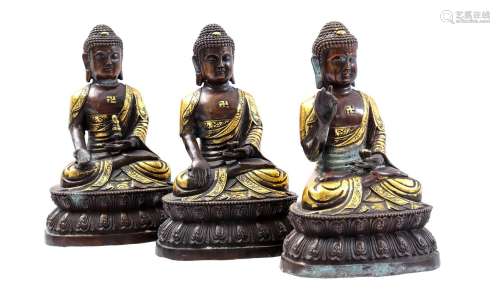 3 bronze Buddha statues
