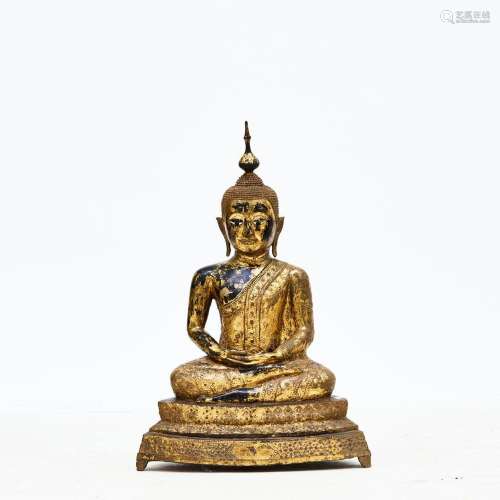 RATTANAKOSIN, XIXe siècle,<br />
Important bouddha en bronze...
