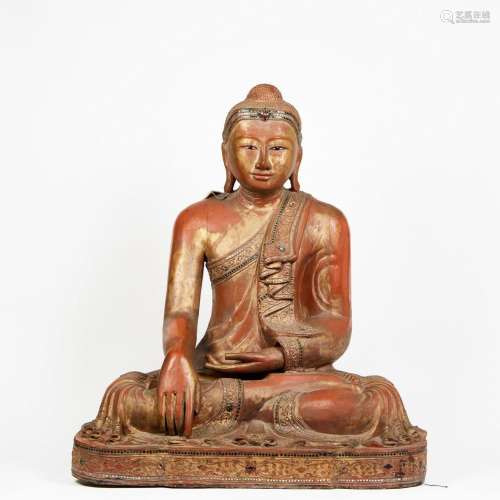 BIRMANIE, première moitié du XXe siècle<br />
Bouddha en boi...