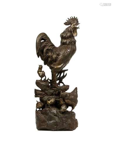 Japon XIXe siècle,<br />
<br />
Important okimono en bronze ...