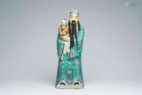 A Chinese famille rose figure of the Star God Fu Xing, 19th/...