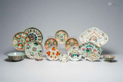 A varied collection of Chinese famille rose and polychrome p...