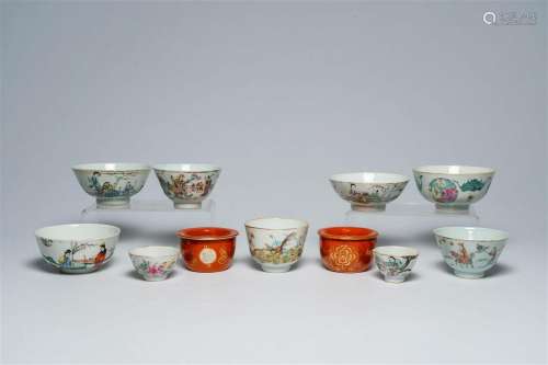 A varied collection of Chinese famille rose bowls, 19th/20th...