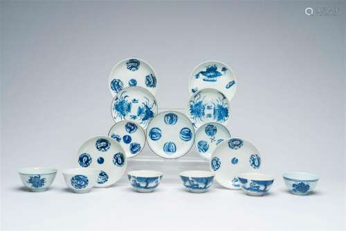 Nine various Chinese blue and white Vietnamese market 'Bleu ...