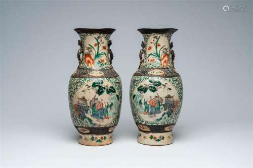A pair of Chinese Nanking crackle glazed famille verte 'Immo...