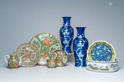 A varied collection of Chinese blue, white, Canton famille r...