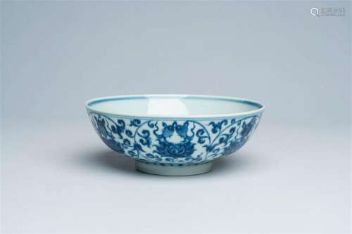 A Chinese blue and white 'bajixiang' lotus scroll bowl, Xuan...