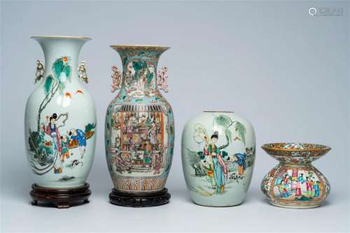 Two various Chinese famille rose vases, a ginger jar and a C...