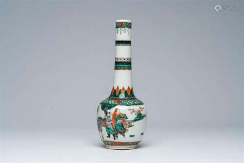 A Chinese famille verte vase with figures in a garden, Kangx...