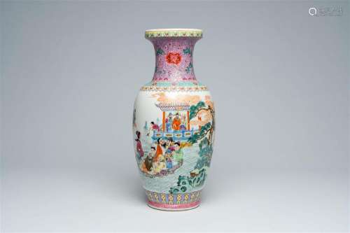 A Chinese famille rose 'Eight Immortals' vase, Republic, 20t...