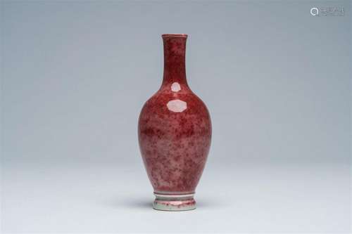 A Chinese monochrome 'peach bloom' glazed vase, Yongzheng ma...