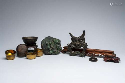 A varied collection of Chinese and Japanese cast and carved ...