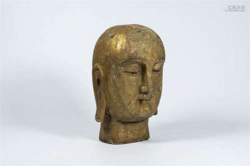 A large Chinese gilt head of a monk, 20th C.