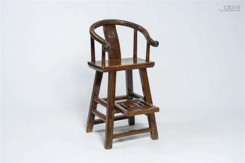 A Chinese wood children's horseshoe back chair, first half 2...