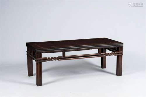 A Chinese rectangular wood 'kang' table, 20th C.