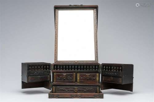 A Chinese or Vietnamese wood lady's companion or jewelry box...