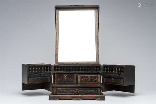 A Chinese or Vietnamese wood lady's companion or jewelry box...