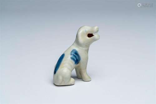 A Chinese blue and white model of a dog, Qianlong/Jiaqing